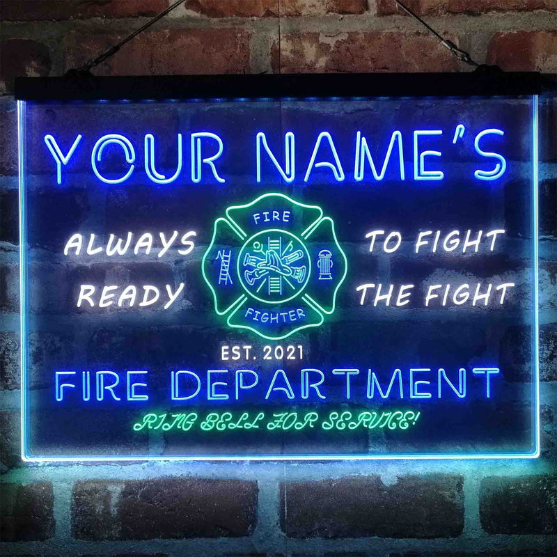 Personalized Fire Department Fighter Deluxe App-Enabled 3-Color LED Light Sign - LED Gift Works