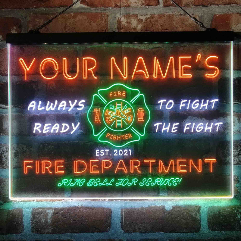 Personalized Fire Department Fighter Deluxe App-Enabled 3-Color LED Light Sign - LED Gift Works