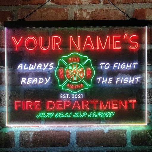 Personalized Fire Department Fighter Deluxe App-Enabled 3-Color LED Light Sign - Way Up Gifts