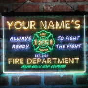 Personalized Fire Department Fighter Deluxe App-Enabled 3-Color LED Light Sign - LED Gift Works