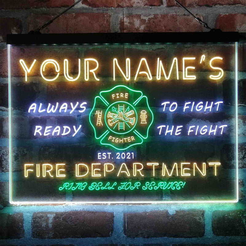 Personalized Fire Department Fighter Deluxe App-Enabled 3-Color LED Light Sign - LED Gift Works