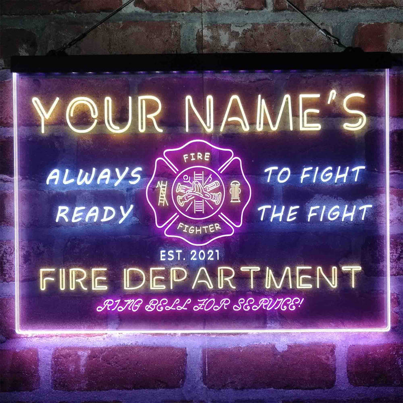 Personalized Fire Department Fighter Deluxe App-Enabled 3-Color LED Light Sign - LED Gift Works