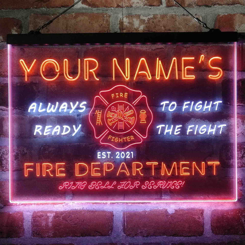Personalized Fire Department Fighter Deluxe App-Enabled 3-Color LED Light Sign - LED Gift Works