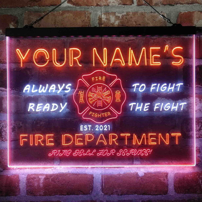 Personalized Fire Department Fighter Deluxe App-Enabled 3-Color LED Light Sign - Way Up Gifts