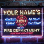 Personalized Fire Department Fighter Deluxe App-Enabled 3-Color LED Light Sign - LED Gift Works