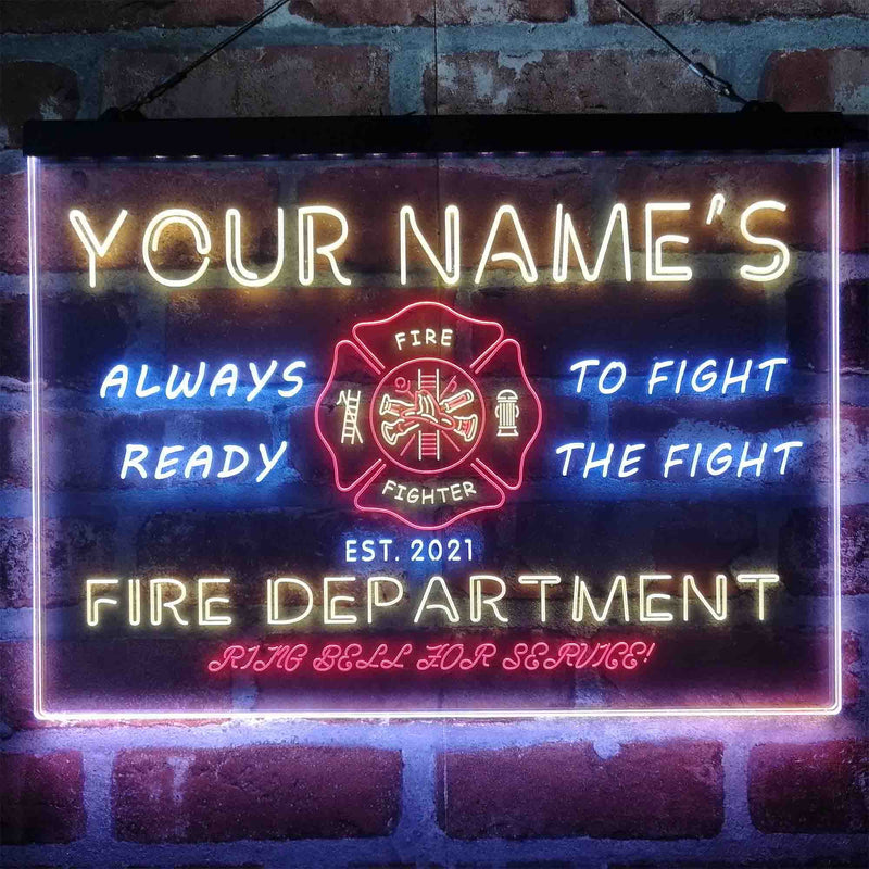 Personalized Fire Department Fighter Deluxe App-Enabled 3-Color LED Light Sign - LED Gift Works