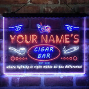 Personalized Cigar Bar Lounge Deluxe App-Enabled 3-Color LED Light Sign - LED Gift Works