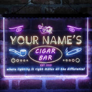 Personalized Cigar Bar Lounge Deluxe App-Enabled 3-Color LED Light Sign - LED Gift Works
