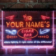 Personalized Cigar Bar Lounge Deluxe App-Enabled 3-Color LED Light Sign - LED Gift Works