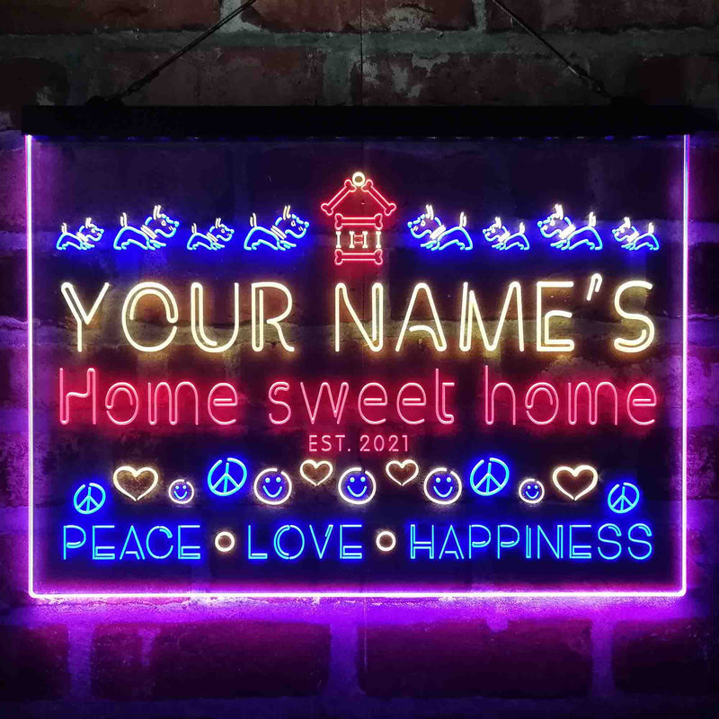 Personalized Home Sweet Home Deluxe App-Enabled 3-Color LED Light Sign - LED Gift Works