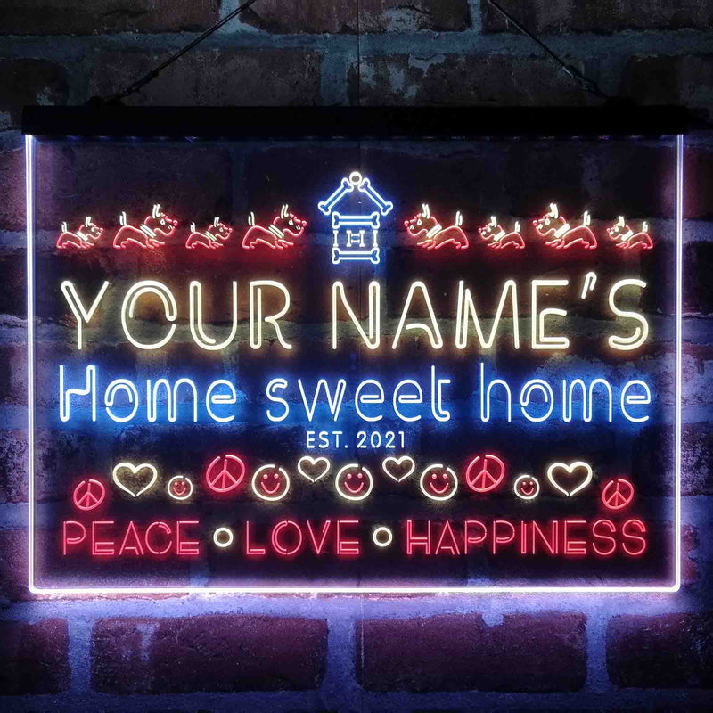 Personalized Home Sweet Home Deluxe App-Enabled 3-Color LED Light Sign - LED Gift Works