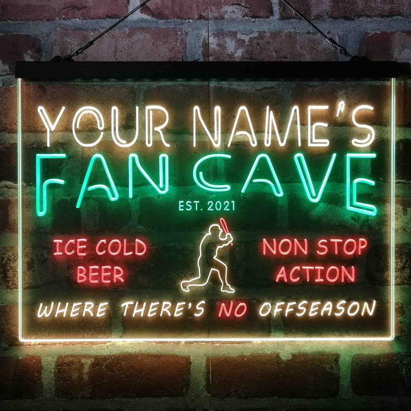 Personalized Baseball Fan Cave Deluxe App-Enabled 3-Color LED Light Sign - LED Gift Works