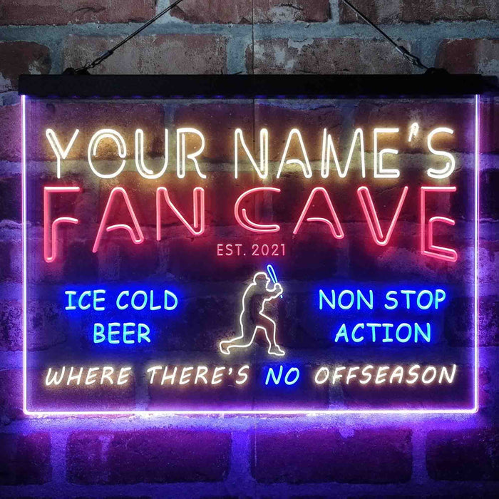 Personalized Baseball Fan Cave Deluxe App-Enabled 3-Color LED Light Sign - Way Up Gifts