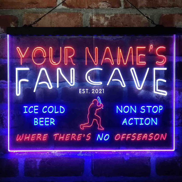 Personalized Baseball Fan Cave Deluxe App-Enabled 3-Color LED Light Sign - Way Up Gifts