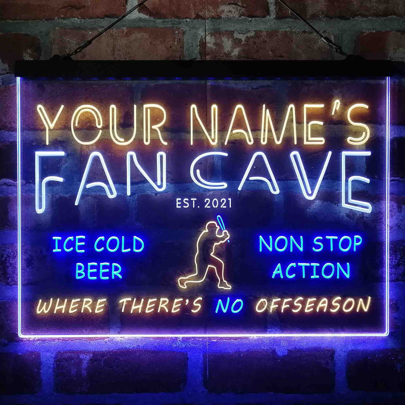 Personalized Baseball Fan Cave Deluxe App-Enabled 3-Color LED Light Sign - LED Gift Works