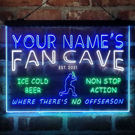 Personalized Baseball Fan Cave Deluxe App-Enabled 3-Color LED Light Sign - LED Gift Works