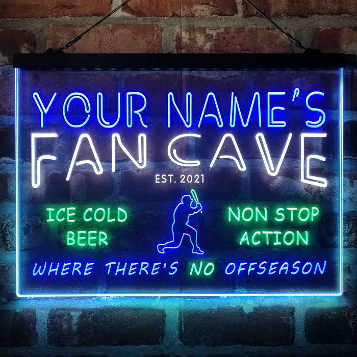 Personalized Baseball Fan Cave Deluxe App-Enabled 3-Color LED Light Sign - Way Up Gifts