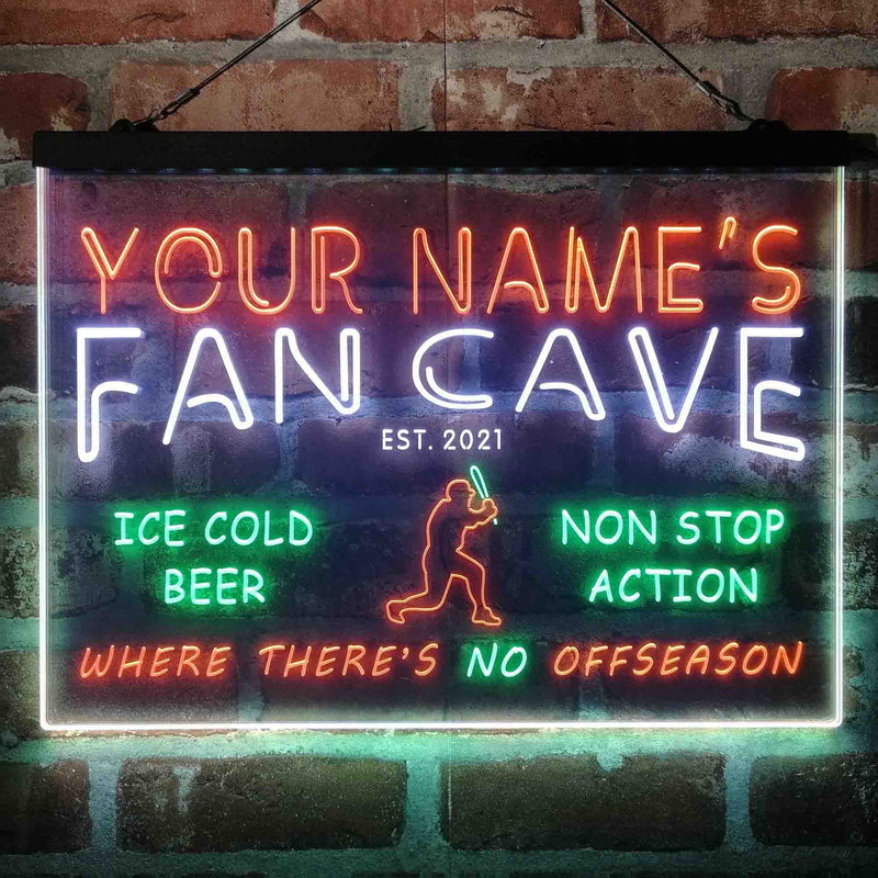 Personalized Baseball Fan Cave Deluxe App-Enabled 3-Color LED Light Sign - LED Gift Works