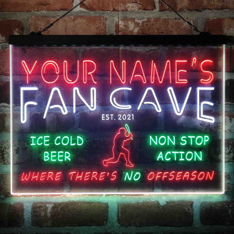 Personalized Baseball Fan Cave Deluxe App-Enabled 3-Color LED Light Sign - LED Gift Works