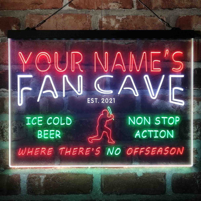 Personalized Baseball Fan Cave Deluxe App-Enabled 3-Color LED Light Sign - Way Up Gifts