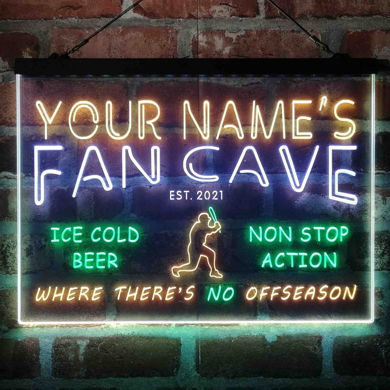 Personalized Baseball Fan Cave Deluxe App-Enabled 3-Color LED Light Sign - LED Gift Works