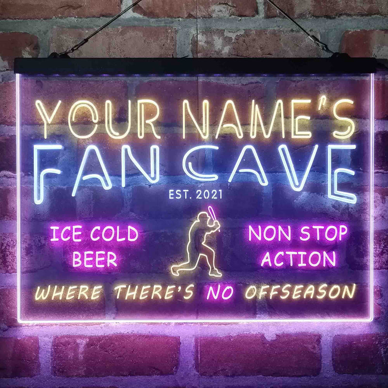 Personalized Baseball Fan Cave Deluxe App-Enabled 3-Color LED Light Sign - LED Gift Works