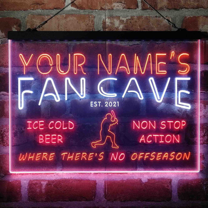 Personalized Baseball Fan Cave Deluxe App-Enabled 3-Color LED Light Sign - Way Up Gifts