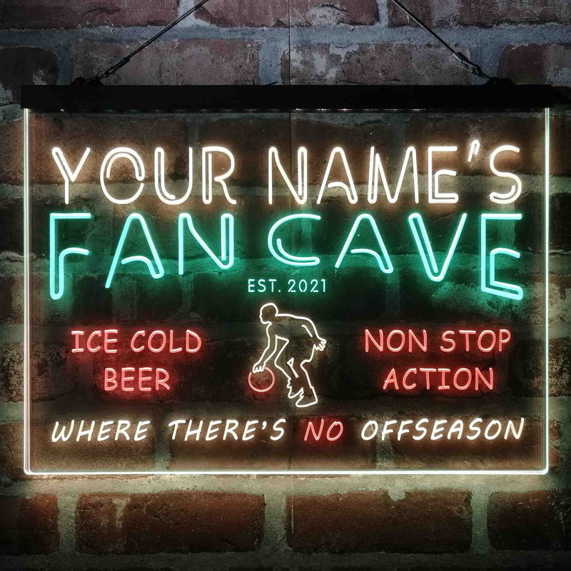 Personalized Basketball Fan Cave Deluxe App-Enabled 3-Color LED Light Sign - LED Gift Works