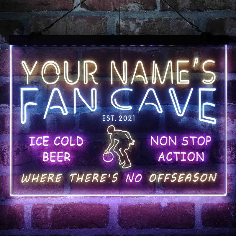 Personalized Basketball Fan Cave Deluxe App-Enabled 3-Color LED Light Sign - LED Gift Works