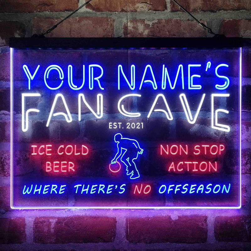 Personalized Basketball Fan Cave Deluxe App-Enabled 3-Color LED Light Sign - LED Gift Works