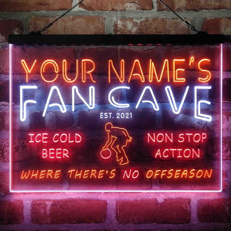 Personalized Basketball Fan Cave Deluxe App-Enabled 3-Color LED Light Sign - LED Gift Works