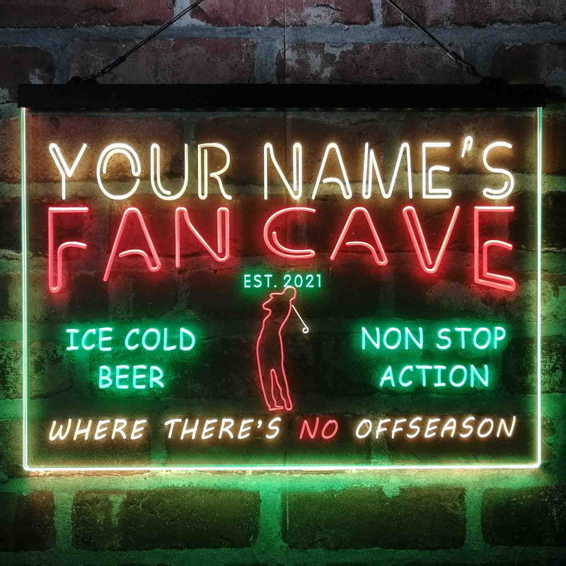 Personalized Golf Fan Cave Deluxe App-Enabled 3-Color LED Light Sign - LED Gift Works