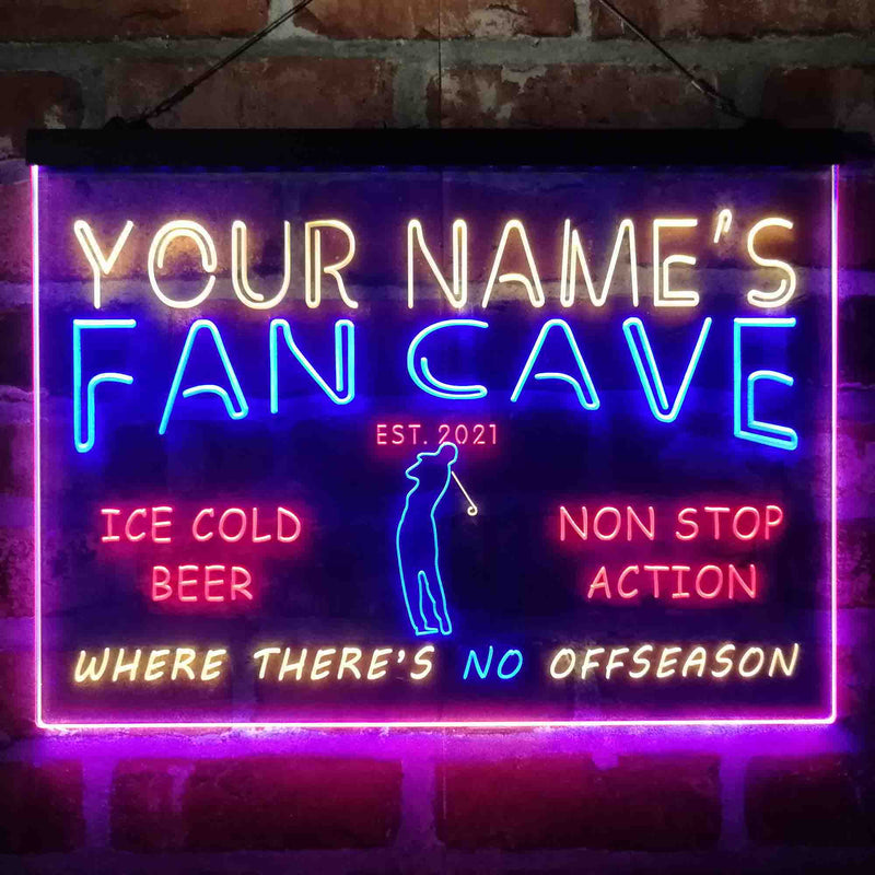 Personalized Golf Fan Cave Deluxe App-Enabled 3-Color LED Light Sign - LED Gift Works