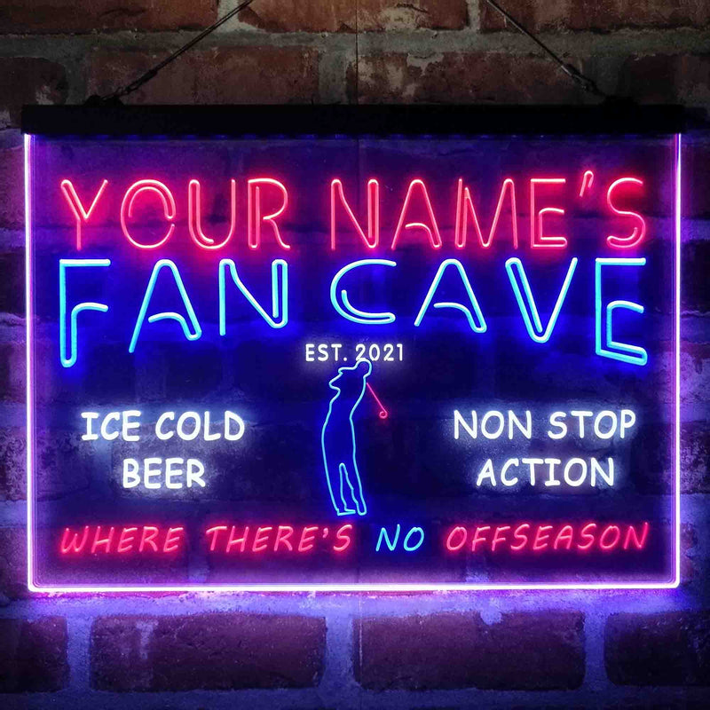 Personalized Golf Fan Cave Deluxe App-Enabled 3-Color LED Light Sign - LED Gift Works