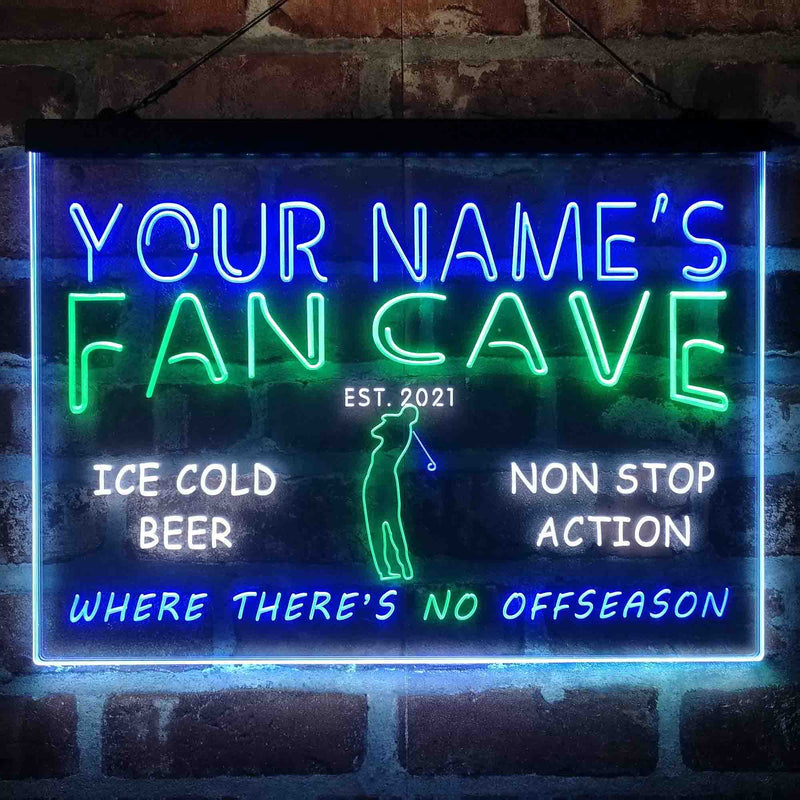 Personalized Golf Fan Cave Deluxe App-Enabled 3-Color LED Light Sign - LED Gift Works
