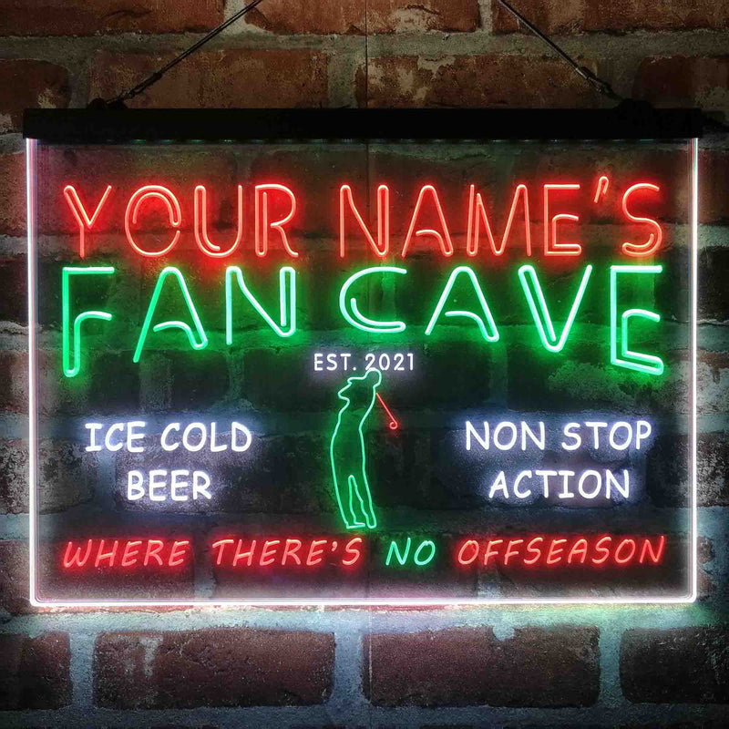 Personalized Golf Fan Cave Deluxe App-Enabled 3-Color LED Light Sign - LED Gift Works