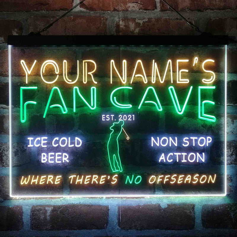 Personalized Golf Fan Cave Deluxe App-Enabled 3-Color LED Light Sign - LED Gift Works