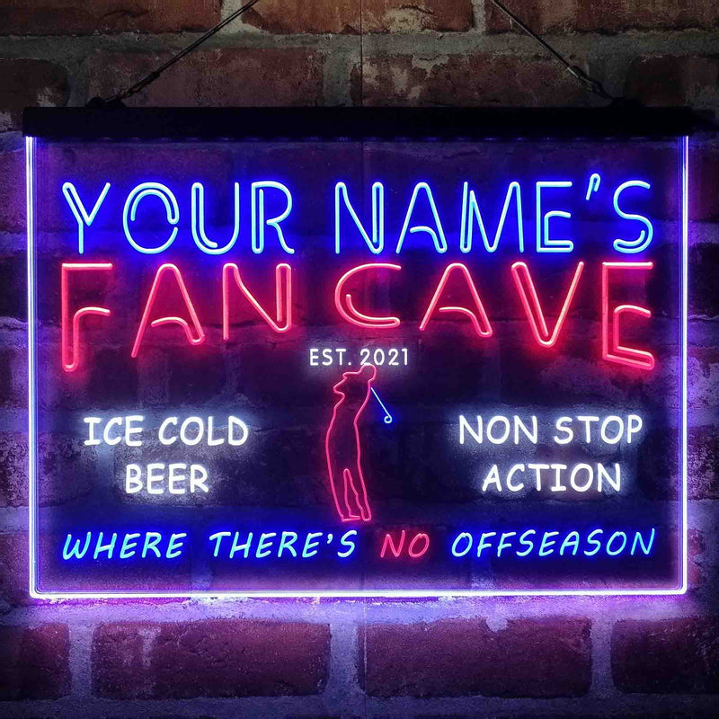 Personalized Golf Fan Cave Deluxe App-Enabled 3-Color LED Light Sign - LED Gift Works