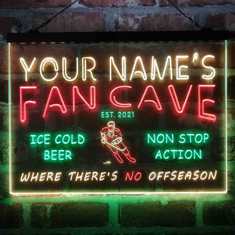 Personalized Hockey Fan Cave Deluxe App-Enabled 3-Color LED Light Sign - LED Gift Works