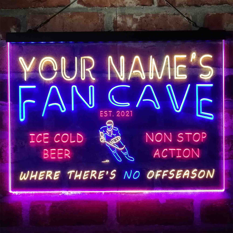 Personalized Hockey Fan Cave Deluxe App-Enabled 3-Color LED Light Sign - LED Gift Works