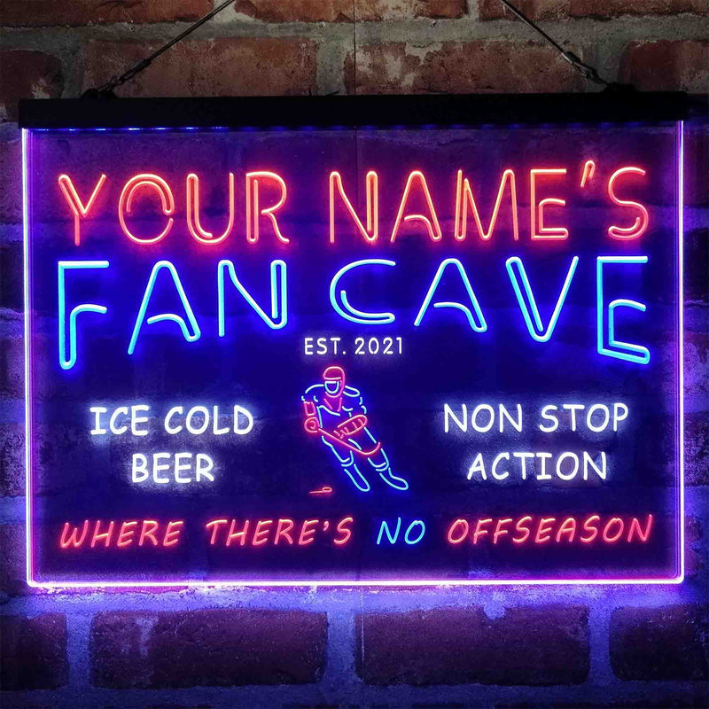 Personalized Hockey Fan Cave Deluxe App-Enabled 3-Color LED Light Sign - LED Gift Works