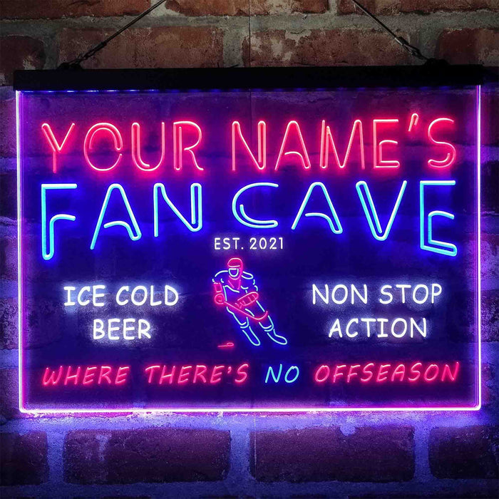 Personalized Hockey Fan Cave Deluxe App-Enabled 3-Color LED Light Sign - Way Up Gifts