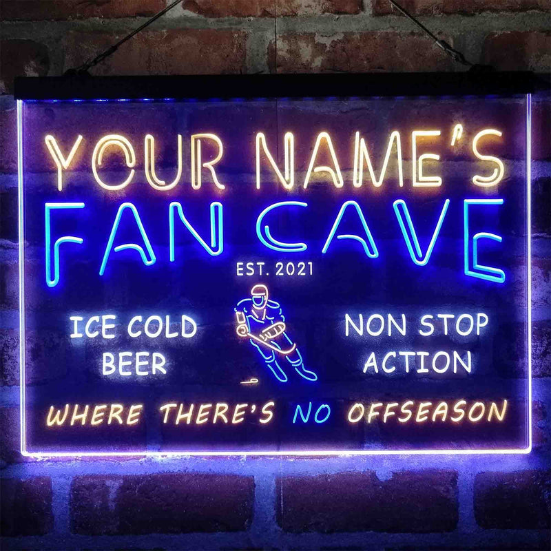 Personalized Hockey Fan Cave Deluxe App-Enabled 3-Color LED Light Sign - LED Gift Works