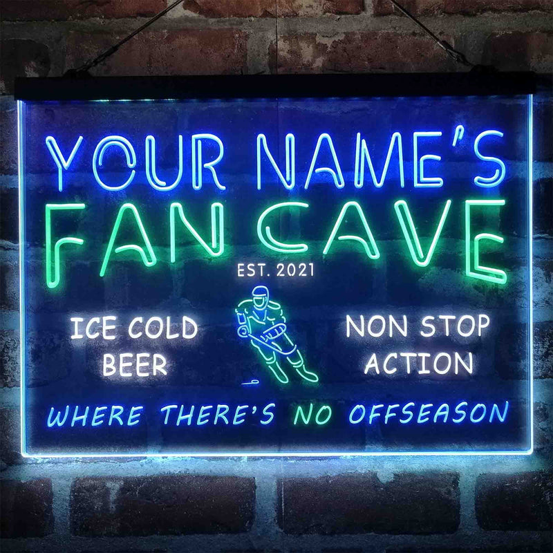 Personalized Hockey Fan Cave Deluxe App-Enabled 3-Color LED Light Sign - LED Gift Works