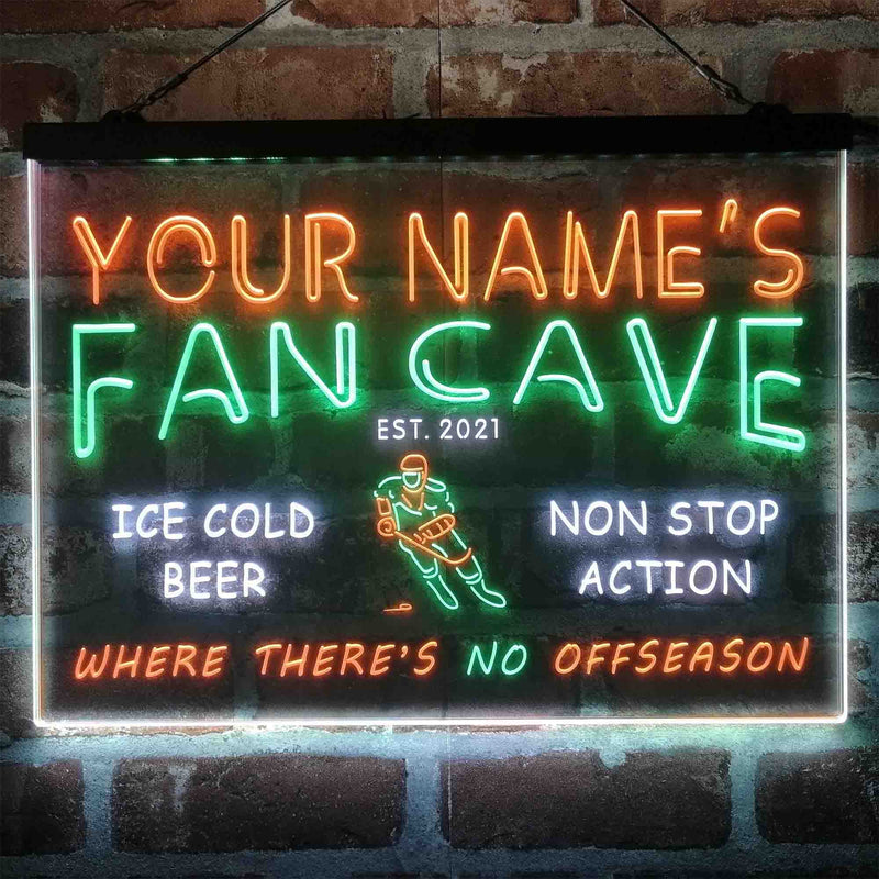 Personalized Hockey Fan Cave Deluxe App-Enabled 3-Color LED Light Sign - LED Gift Works