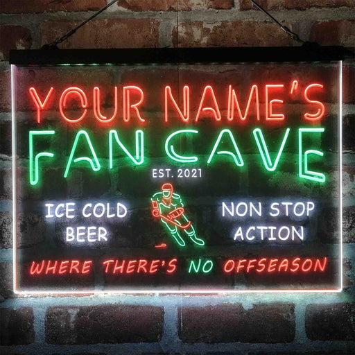 Personalized Hockey Fan Cave Deluxe App-Enabled 3-Color LED Light Sign - Way Up Gifts