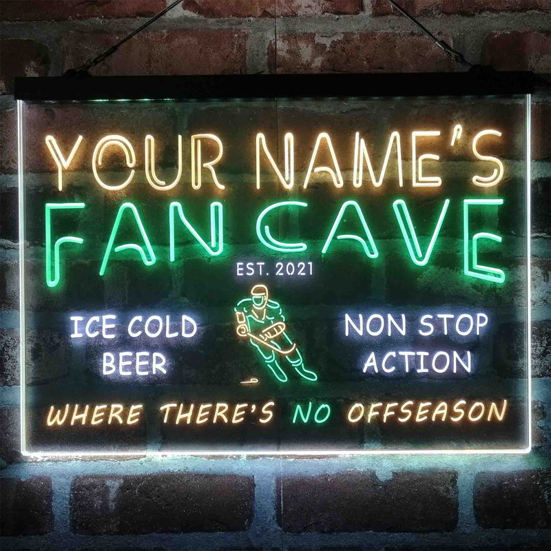 Personalized Hockey Fan Cave Deluxe App-Enabled 3-Color LED Light Sign - LED Gift Works