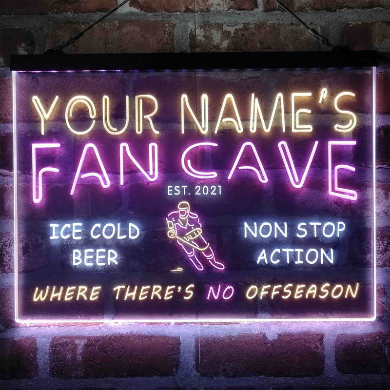 Personalized Hockey Fan Cave Deluxe App-Enabled 3-Color LED Light Sign - LED Gift Works