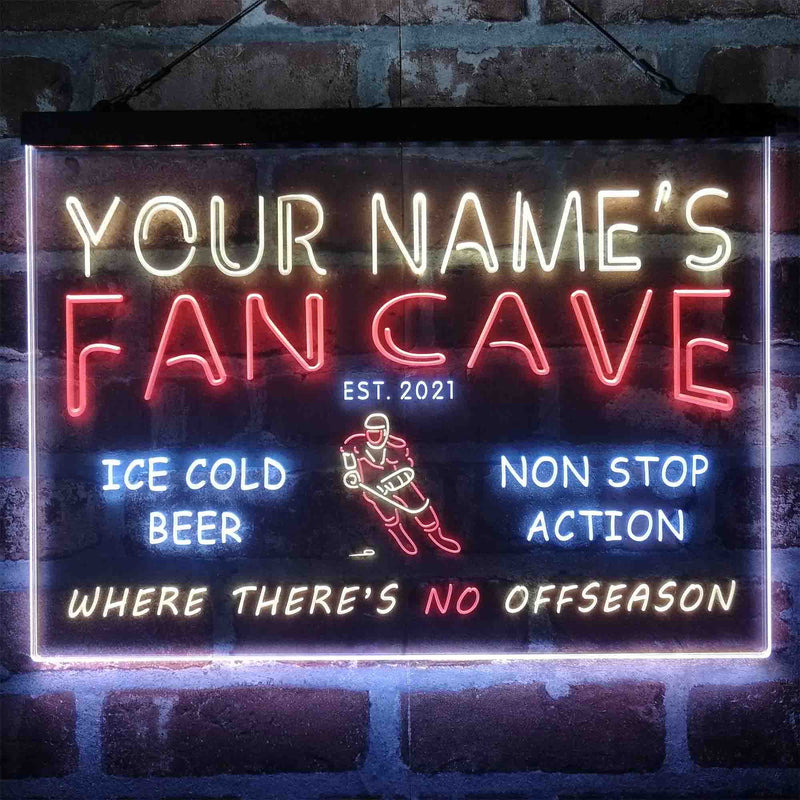Personalized Hockey Fan Cave Deluxe App-Enabled 3-Color LED Light Sign - LED Gift Works