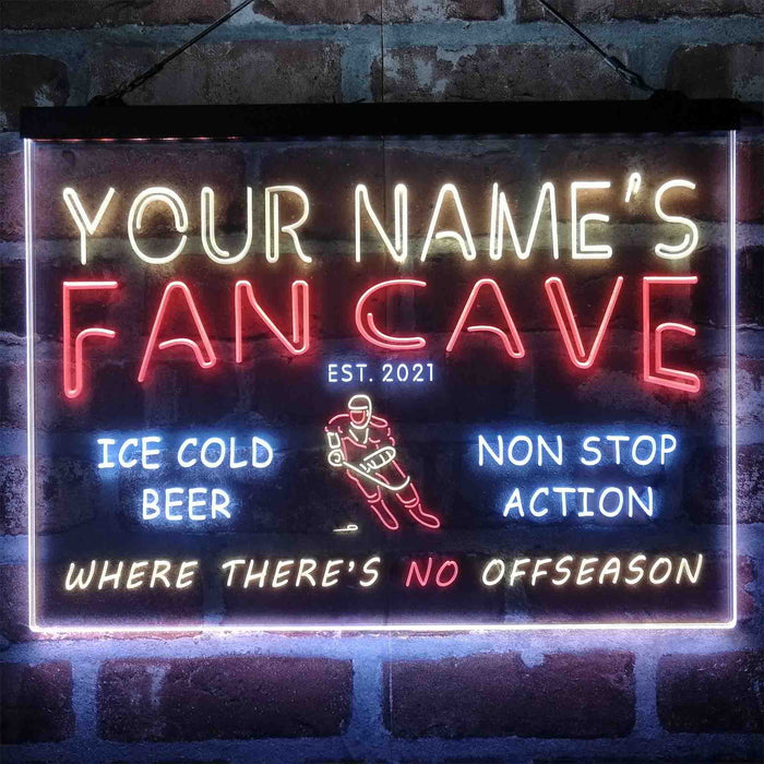 Personalized Hockey Fan Cave Deluxe App-Enabled 3-Color LED Light Sign - Way Up Gifts